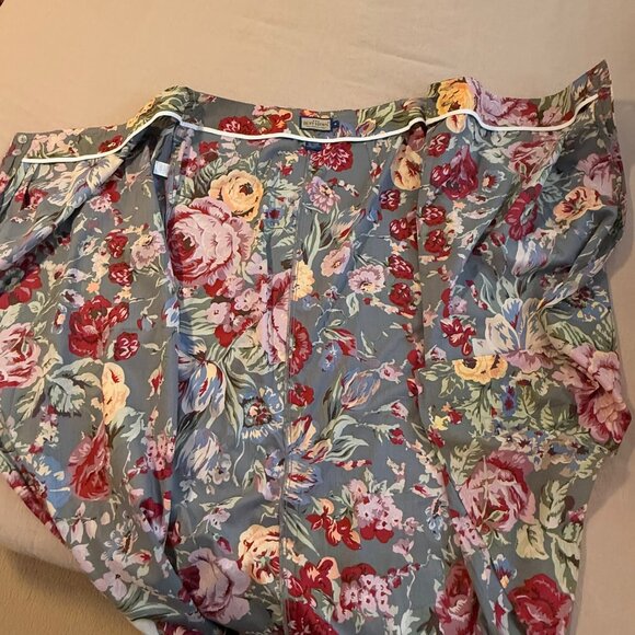 Ruff Hewn Cotton Tropical Floral Set Button Down Blouse AND Wrap Skirt Size L/16 - Picture 13 of 14